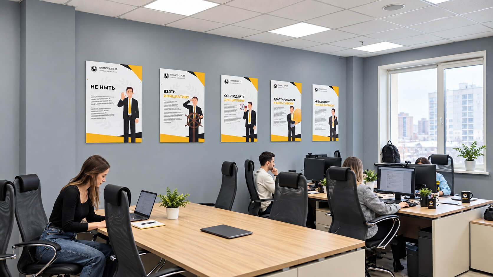 Мотивационные постеры в офисе Finance Expert